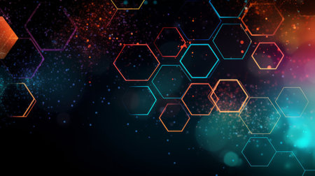 Abstract background with hexagons. Generative AIの素材