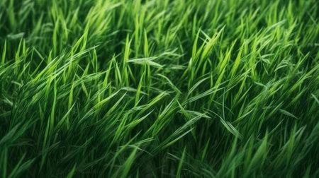 Background of green grass blades close up. Generative AIの素材