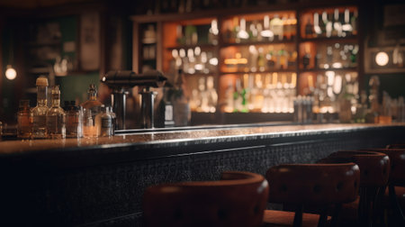 Bar counter blurred background bar. Generative AIの素材