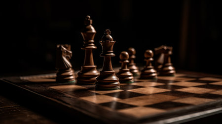 Chess piece on a chessboard close up. Generative AIの素材