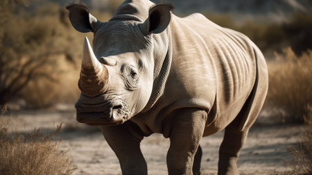 Rhinoceros in the wild. Generative AIの素材