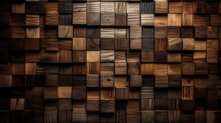 3d Wooden pattern Panel With Wooden Background. Generative AIの素材