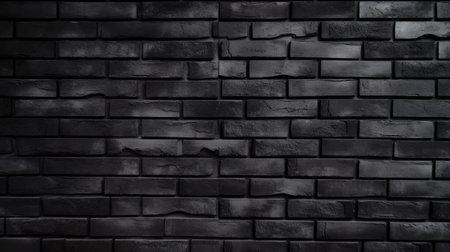 Texture of a black painted brick wall as a background. Generative AIの素材