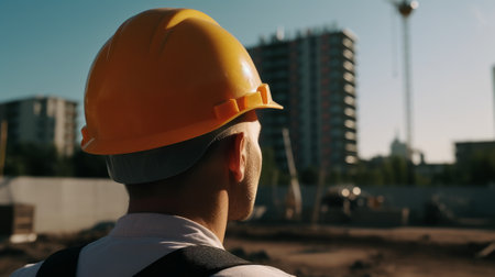 Man in a construction helmet. Generative AIの素材