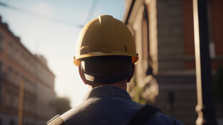 Man in a construction helmet. Generative AIの素材