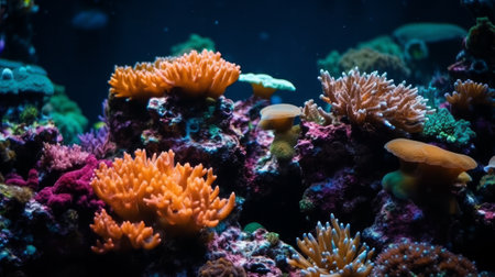 Colorful tropical fish coral scene background Life. Generative AIの素材
