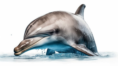 Dolphin on white background. Generative AIの素材