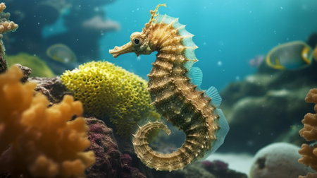 Beautiful scene with seahorse. Generative AIの素材