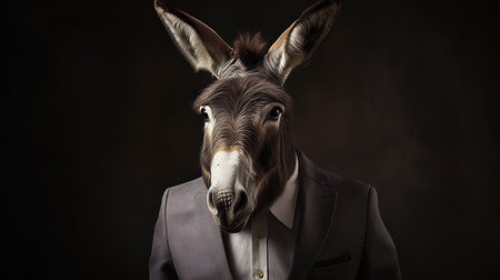 Donkey in suit. Successful businessman. Generative AIの素材