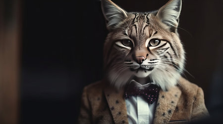 Cat in suit. Successful businessman. Generative AIの素材