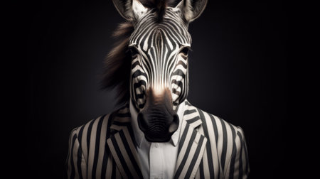 Zebra in suit. Successful businessman. Generative AIの素材