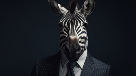Zebra in suit. Successful businessman. Generative AIの素材