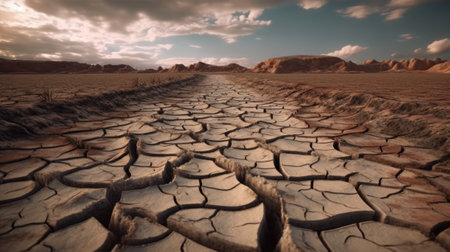 Landscape of dry cracked earth. Generative AIの素材