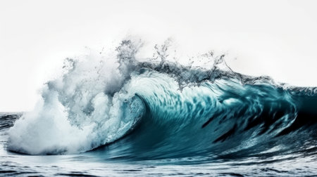 Large stormy sea wave in deep blue. Generative AIの素材