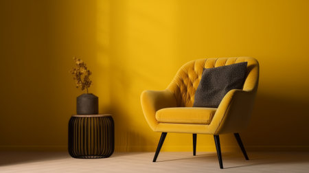 Living Room Chair Isolated on yellow background. Generative AIの素材