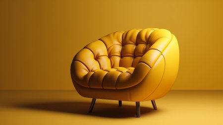 Living Room Chair Isolated on yellow background. Generative AIの素材