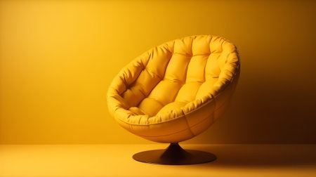 Living Room Chair Isolated on yellow background. Generative AIの素材