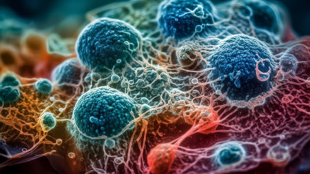 Microscopic View of Cells Under the Microscope. Generative AIの素材