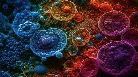 Microscopic View of Cells Under the Microscope. Generative AIの素材