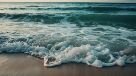 Ocean waves on the beach as a background. Generative AIの素材