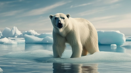 Polar Bear on Melting Ice Floe. Generative AIの素材
