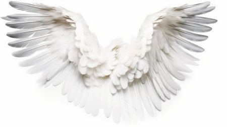 An angel wings isolated on white background. Generative AIの素材