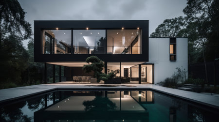 Beautiful Houses of Modern Architecture. Generative AIの素材