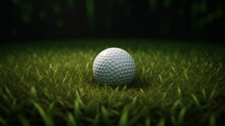 Golf ball sitting on top of a lush green golf course. Generative AIの素材