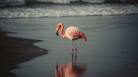 Pink Flamingo. Chilean Flamingos. Generative AIの素材