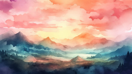 Abstract watercolor paint background. Generative AIの写真素材