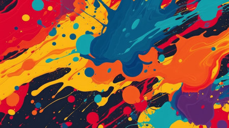 Abstract pop art color paint splash pattern background. Generative AIの写真素材