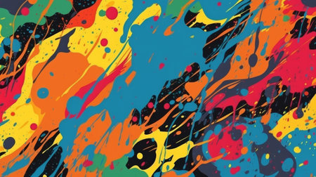 Abstract pop art color paint splash pattern background. Generative AIの写真素材