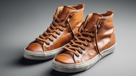 Pair of shoes on a white background. Generative AIの写真素材