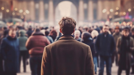 Back view of a man. Generative AIの素材