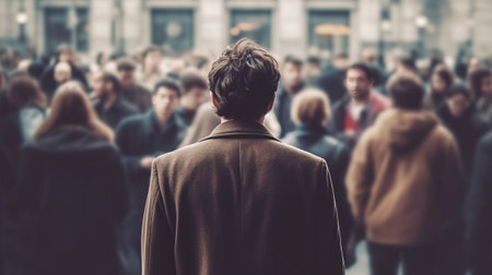 Back view of a man. Generative AIの素材