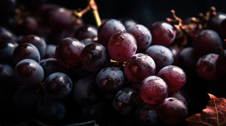 Red wine grapes background. Generative AIの素材