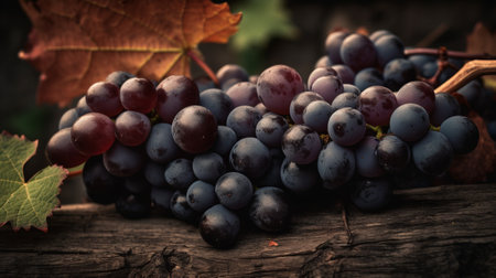 Red wine grapes background. Generative AIの素材