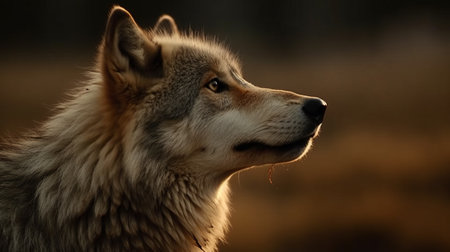 Wolf howling close-up. Generative AIの素材