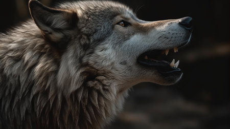 Wolf howling close-up. Generative AIの素材