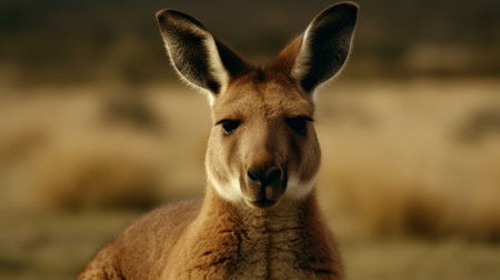 Kangaroo at a meadow. Generative AIの素材