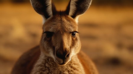 Kangaroo at a meadow. Generative AIの素材