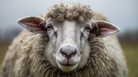 Portret of sheep on pasture. Generative AIの素材