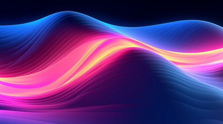3d render abstract panoramic background with glowing. Generative AI.の素材