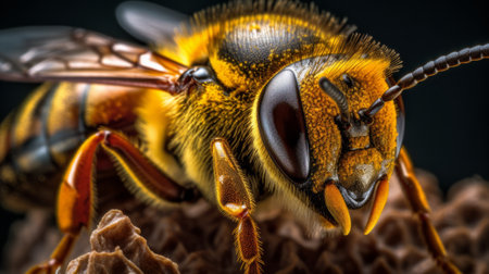 Bee extreme close up. Generative AIの素材
