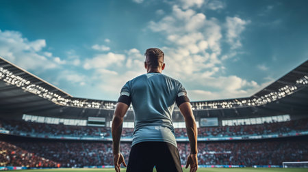 Football player in the stadium rear view. Generative AIの素材
