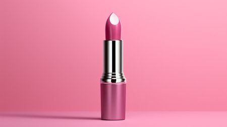 Shiny lipstick isolated on pink background. Generative AIの素材