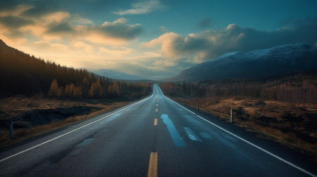 Empty road at nature landscape abstract background. Generative AIの素材