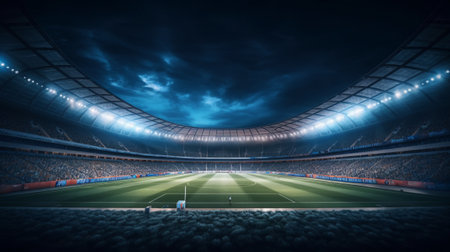 Football stadium at night. Generative AIの素材