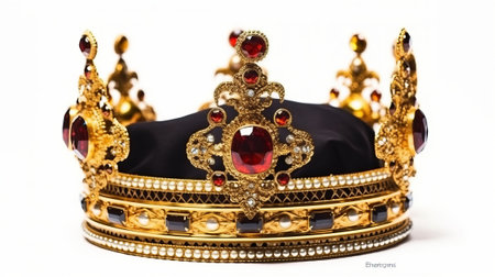 Jewels and gold Crown of the king or queen. Generative AIの素材