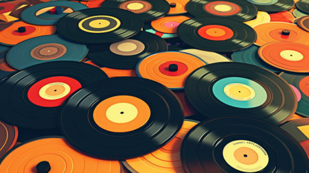 Music background with vinyl records. Generative AIの素材